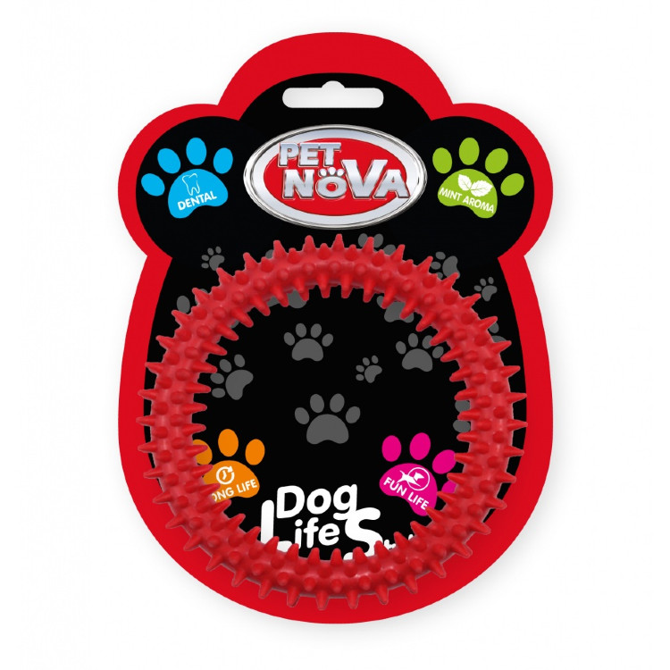 Pet Nova Zabawka dla psa Ringo Dental aromat mięta czerwone 12,5cm