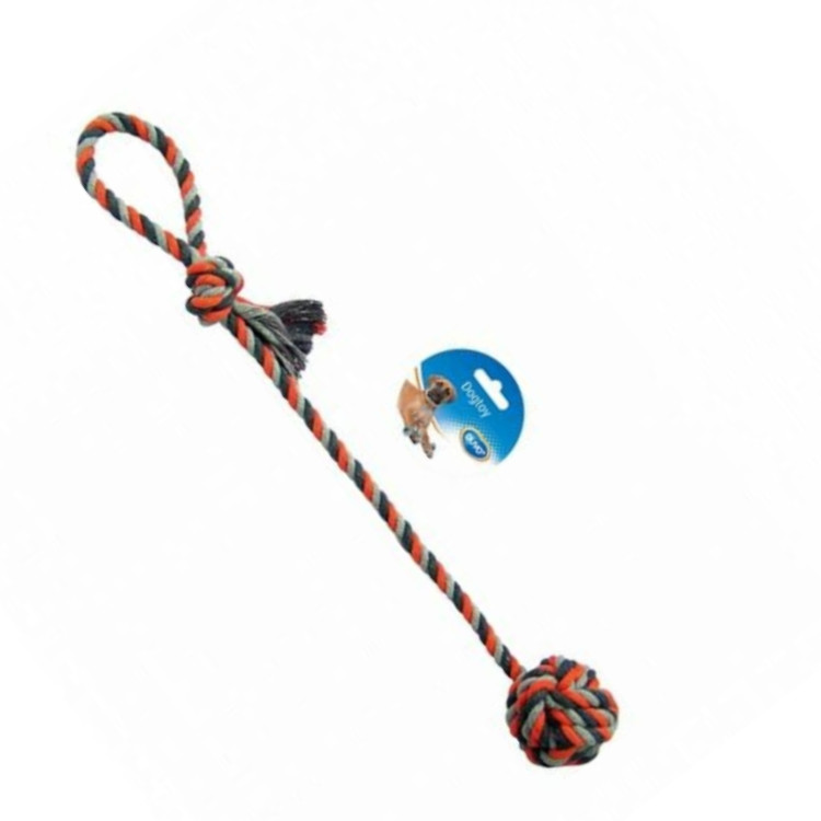 Duvo+ Zabawka dla psa Szarpak sznur z uchwytem i piłką 50cm