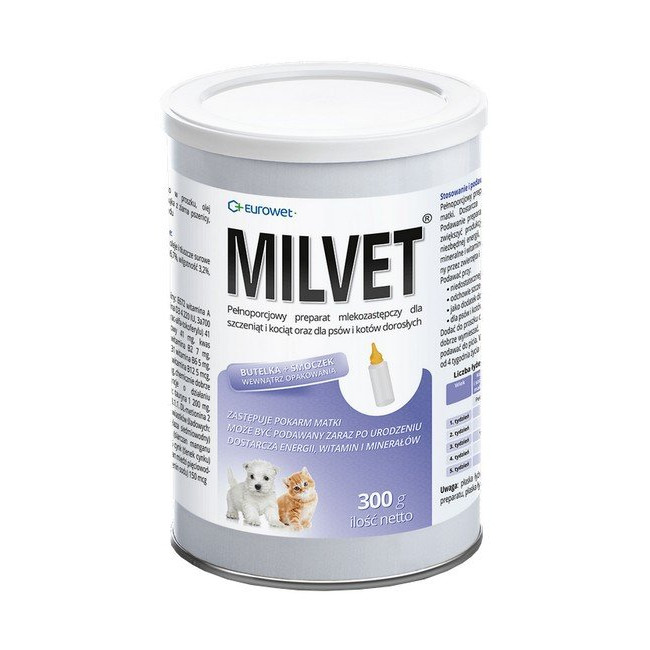 Eurowet Milvet Preparat mlekozastępczy dla szczeniąt i kociąt 300g
